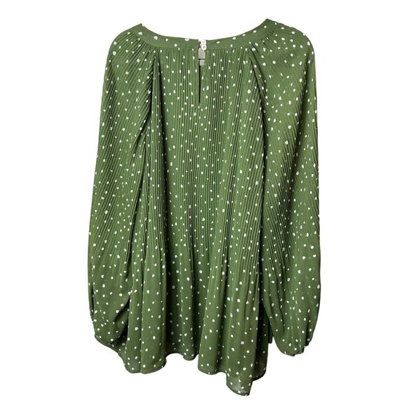 DR2 Daniel Rainn Green Polka Dot Long Sleeve Blouse 2X - Picture 2 of 6